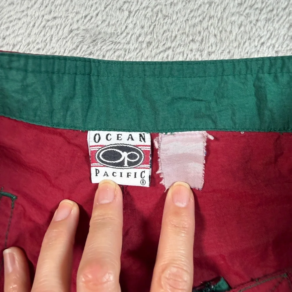 Vintage Ocean Pacific Board Shorts Mens 32 Red Noseriders Nylon Surf Trunks 90s